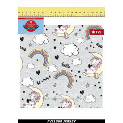 Jersey - Fräulein v. Julie Wolken Einhorn grau melange